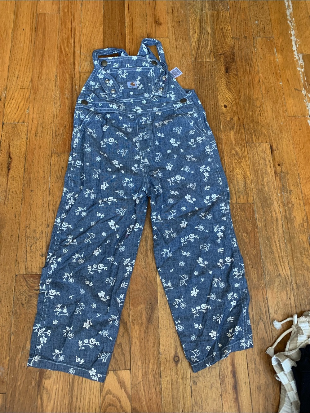 Carhartt Blue Floral Denim Overalls Jumpsuit